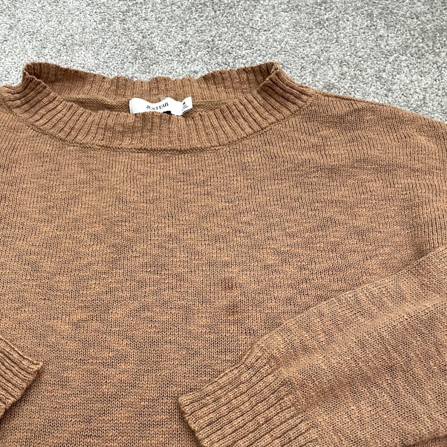Vintage JustFab Womens Pullover Sweater M Brown Round Neck Knit Cotton Blend Casual Comfortable 90s? (no decade) Size M / US 6-8 / IT 42-44 - 4 Thumbnail