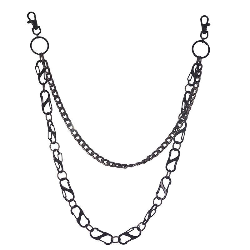 Japanese Brand Black Gunmetal Double-Layer Cuban Pants Wallet Chain Size ONE SIZE - 2 Thumbnail