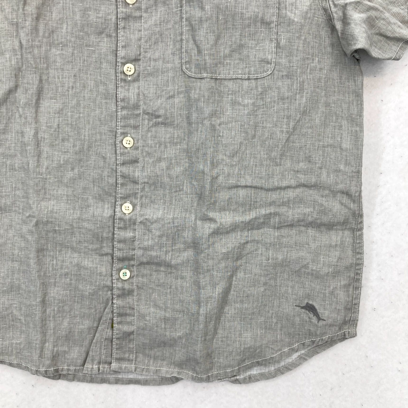 Tommy Bahama Tommy Bahama Relax Linen Button Up Shirt Mens XL Gray Short Sleeve Nautical Camp Size US XL / EU 56 / 4 - 3 Thumbnail