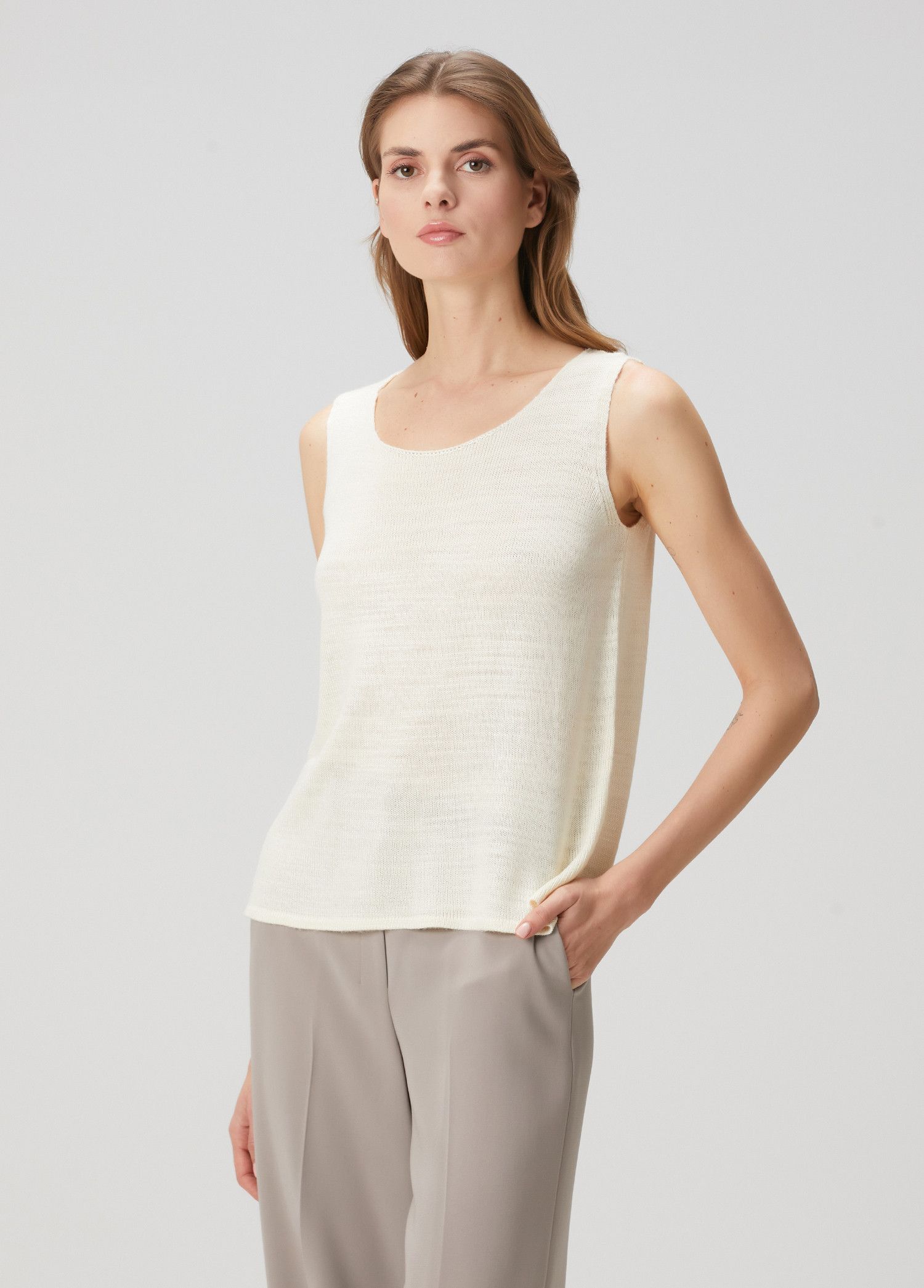 The Row THE ROW Juyah ecru white silk open knit tank top Medium q Size M / US 6-8 / IT 42-44 - 1 Thumbnail