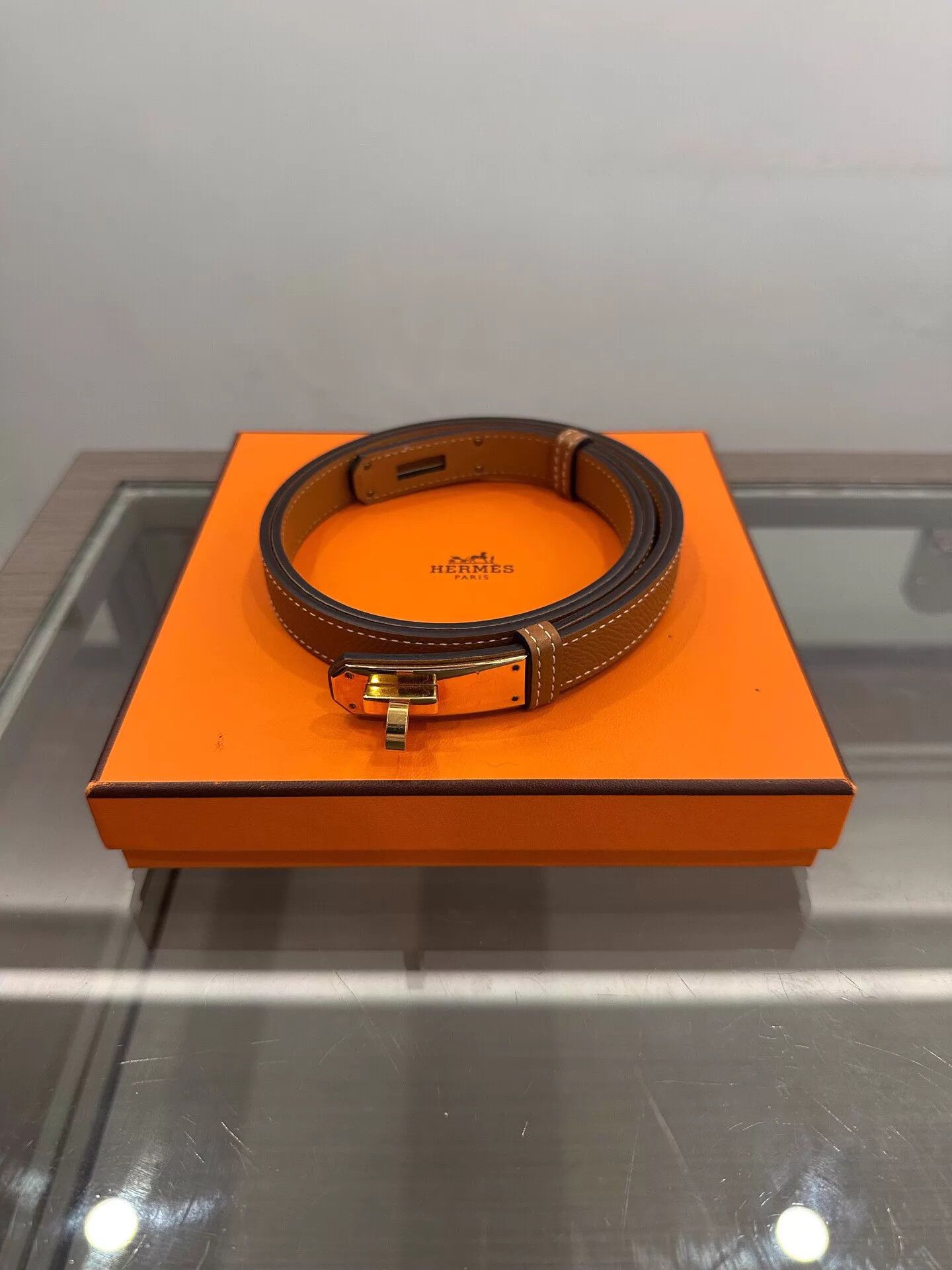 Hermes Hermes 2cm Gold Brown Kelly Buckle Belt 85 A Stamp Size ONE SIZE - 1 Thumbnail