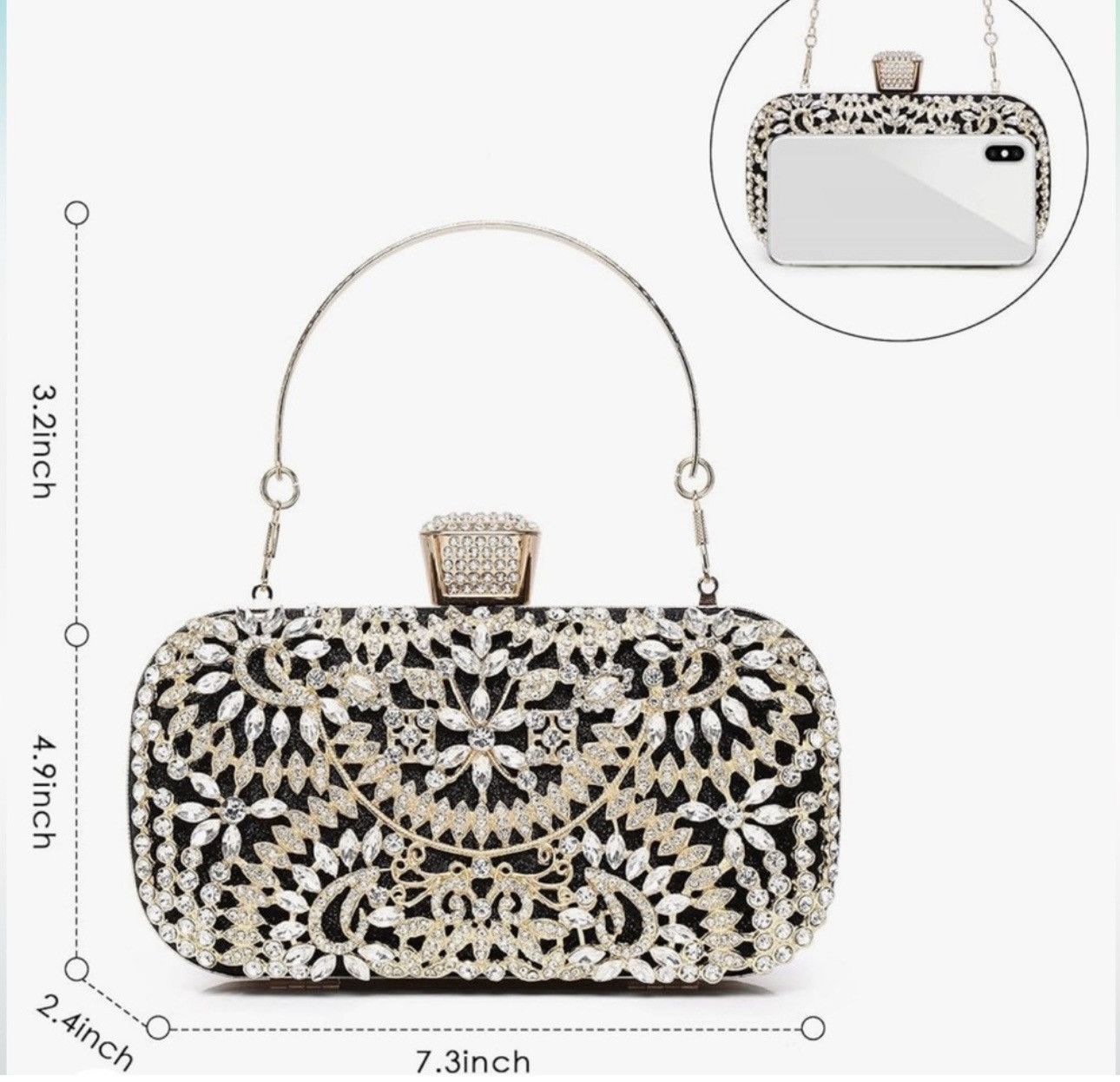 Other Black & Gold Crystal Diamond Evening Bag Size ONE SIZE - 2 Thumbnail