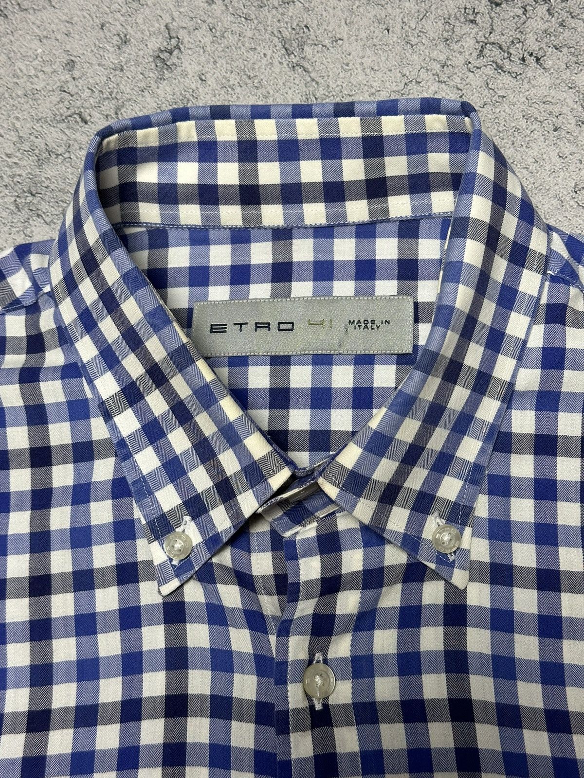 Etro Etro Checkered Blue & White Long Sleeve Shirt Size US L / EU 52-54 / 3 - 6 Thumbnail