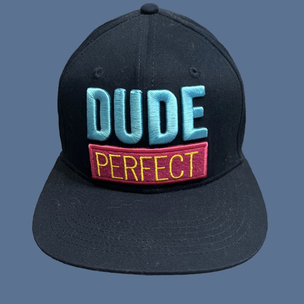 Vintage Dude Perfect Hat 2023 Panda - Monium Tour SnapBack Adjustable Cap Blue Canvas Cotton Solid Pattern Men | Snapback Hat | Adjustable Cap | One Size Size ONE SIZE - 1 Thumbnail