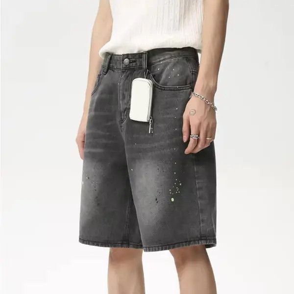 VIBE Design Loose Wide Leg Straight Washed Shorts Jorts Size US 32 / EU 48 - 4 Thumbnail