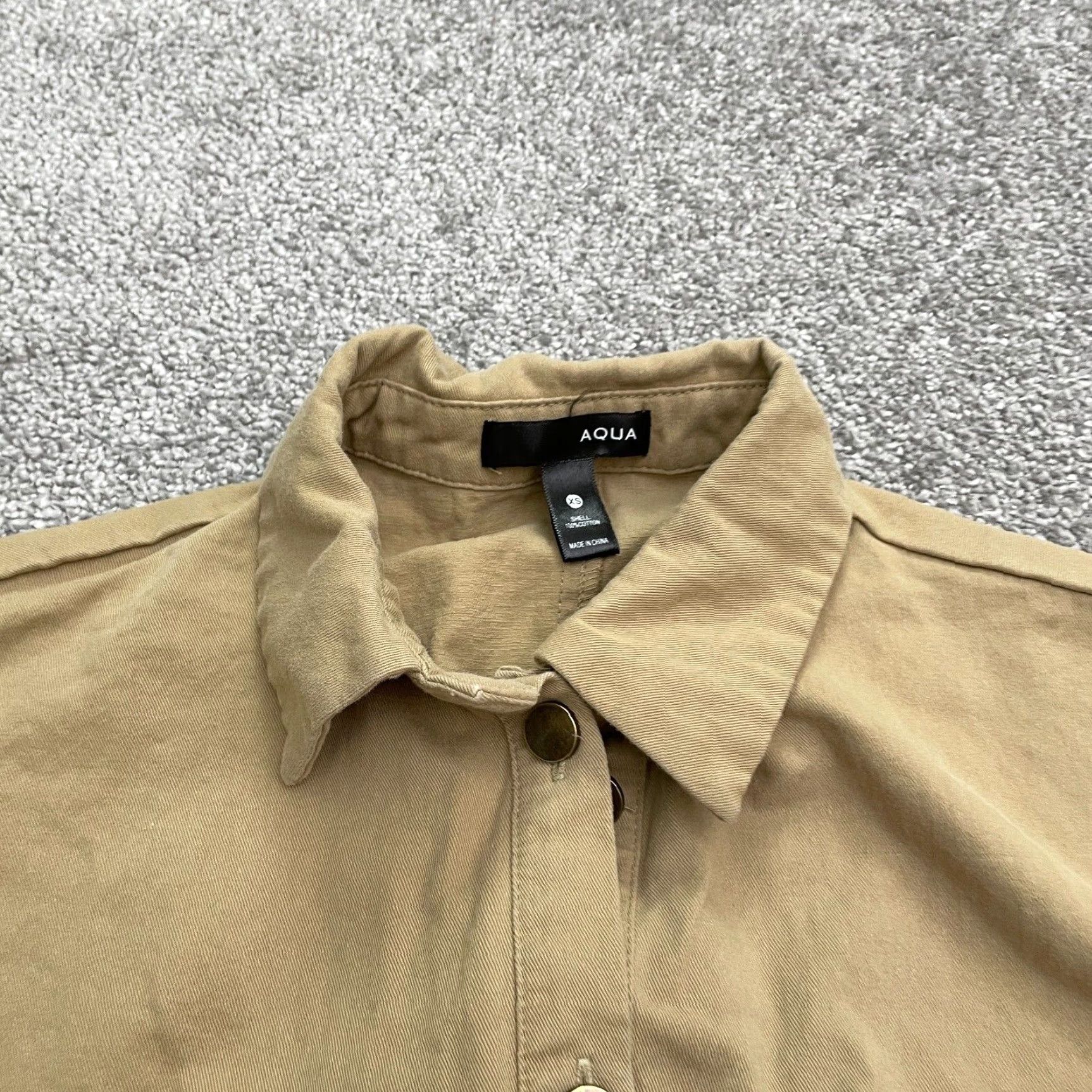 AQUA Aqua Brown Mini Cargo Dress Womens XS Short Sleeve Cotton Snap Size 26" / US 2 / IT 38 - 3 Thumbnail