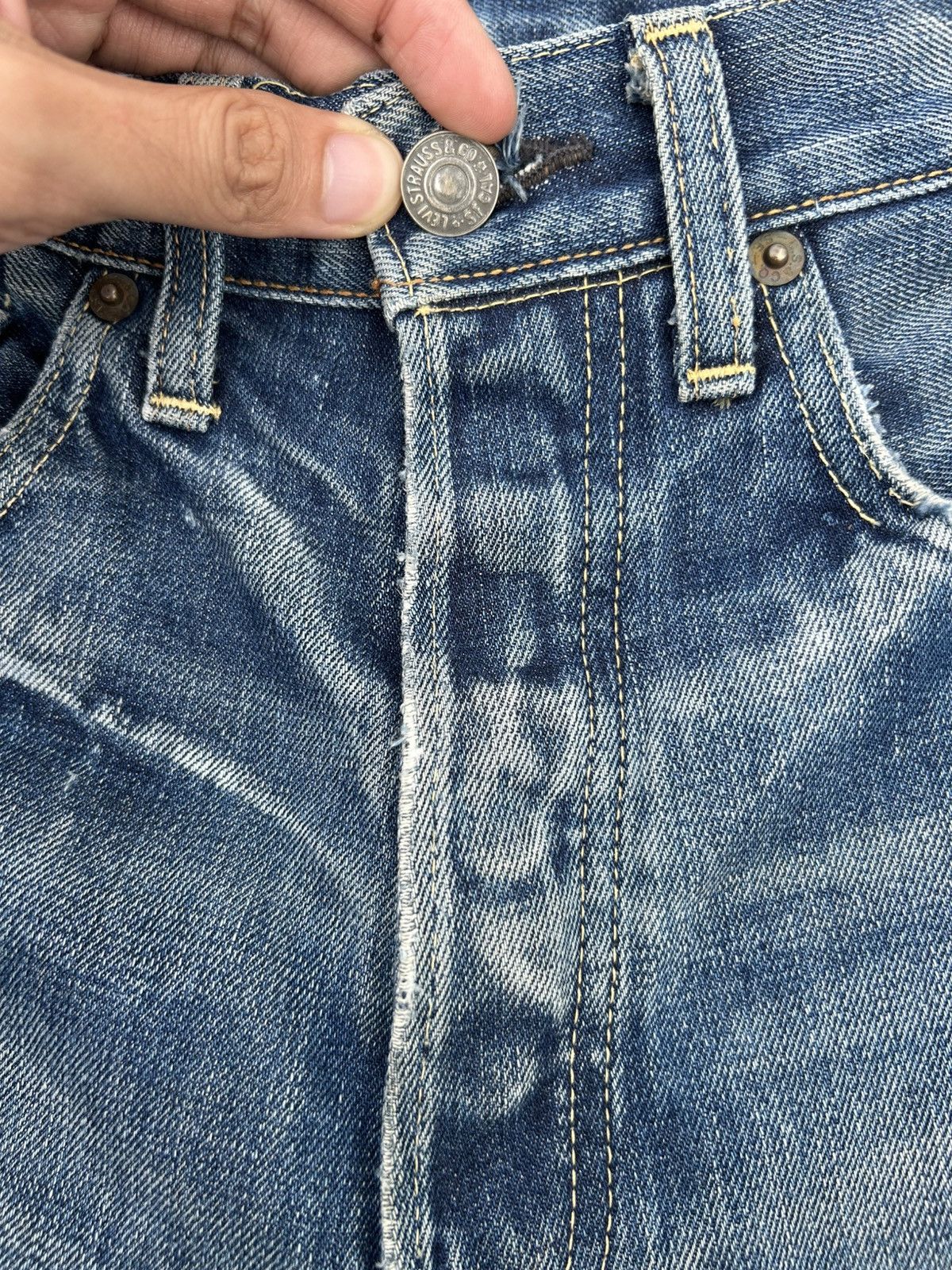 Kapital VINTAGE LEVIS BIG E SELVEDGE THRASHED DENIM JEANS Size US 29 - 5 Thumbnail