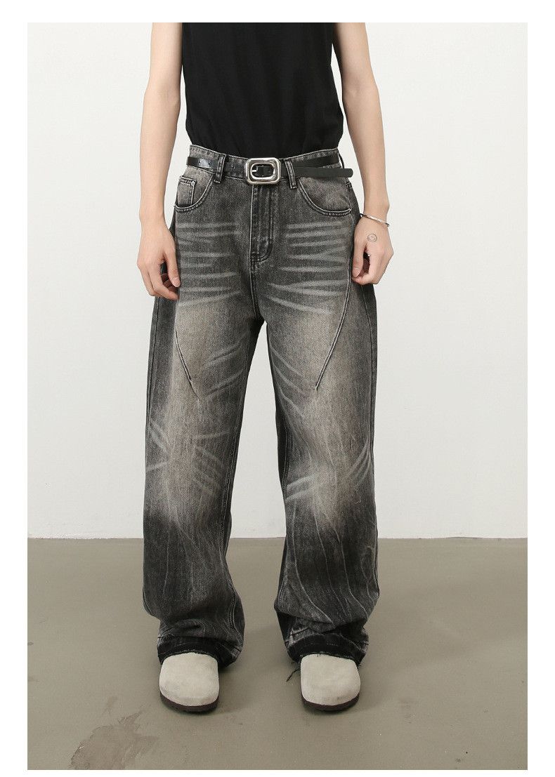 Japanese Brand × Jean Men's whisker straight raw edge washed distressed jeans Size US 32 / EU 48 - 2 Thumbnail
