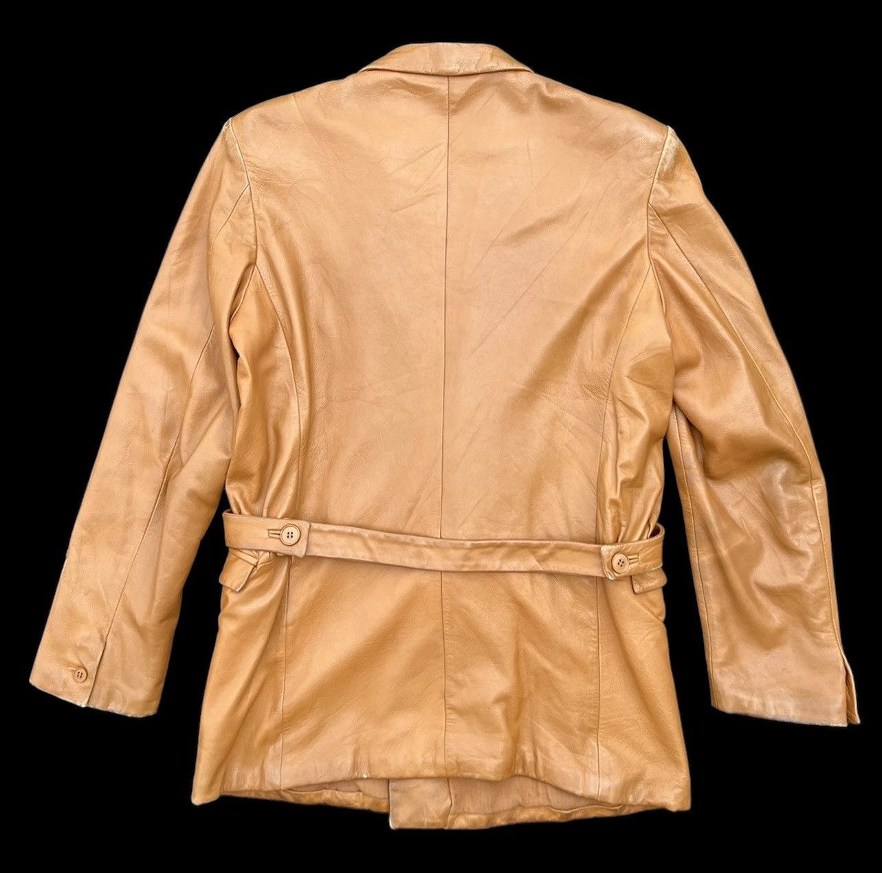Versace × Vintage 90s Gianni Versace Trashed Patina Leather Coat Jacket Size US M / EU 48-50 / 2 - 2 Thumbnail
