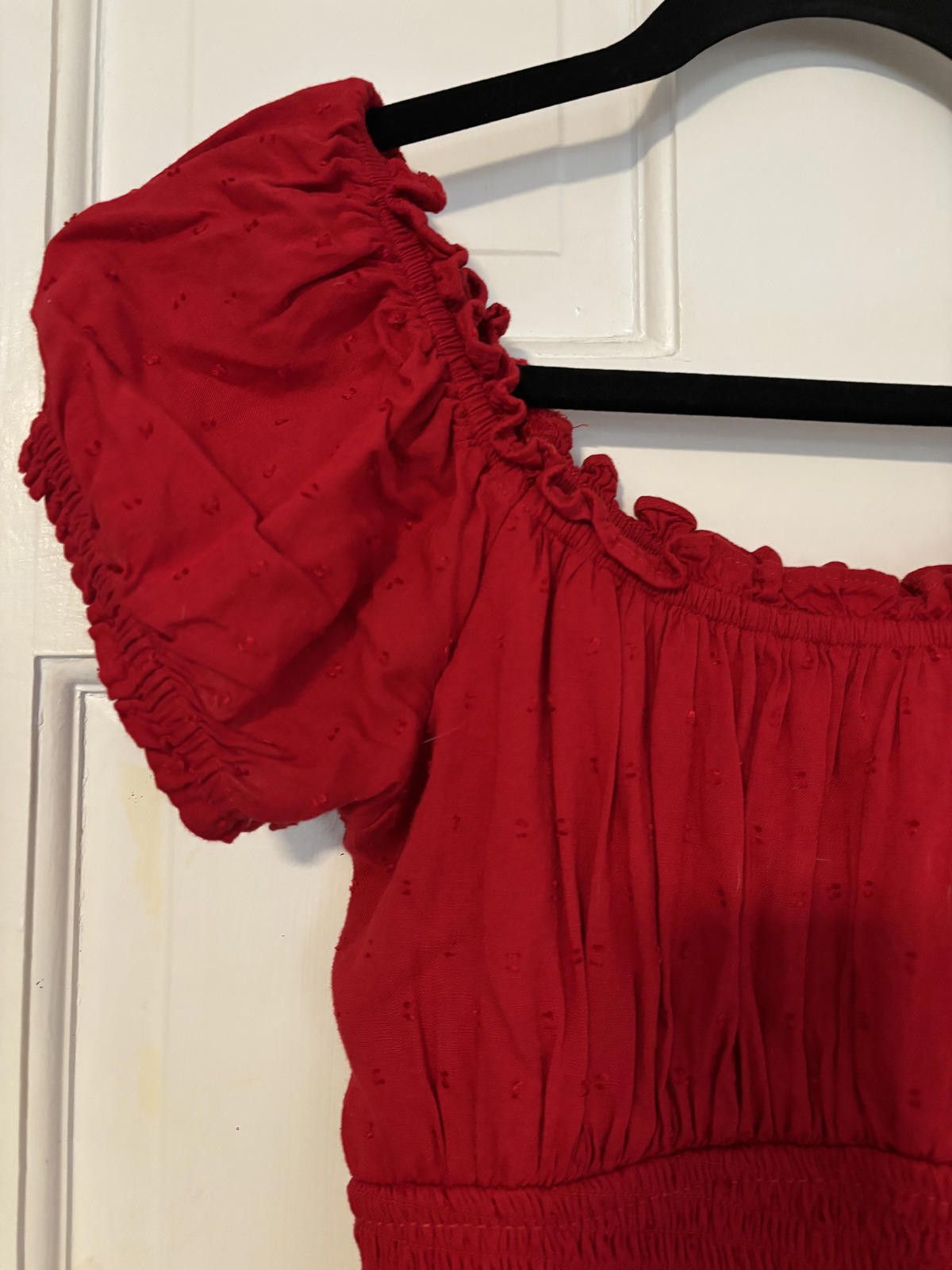 Other NEW Hollister Red Smocked Waist Short Sleeve Peasant Top L Size L / US 10 / IT 46 - 2 Thumbnail