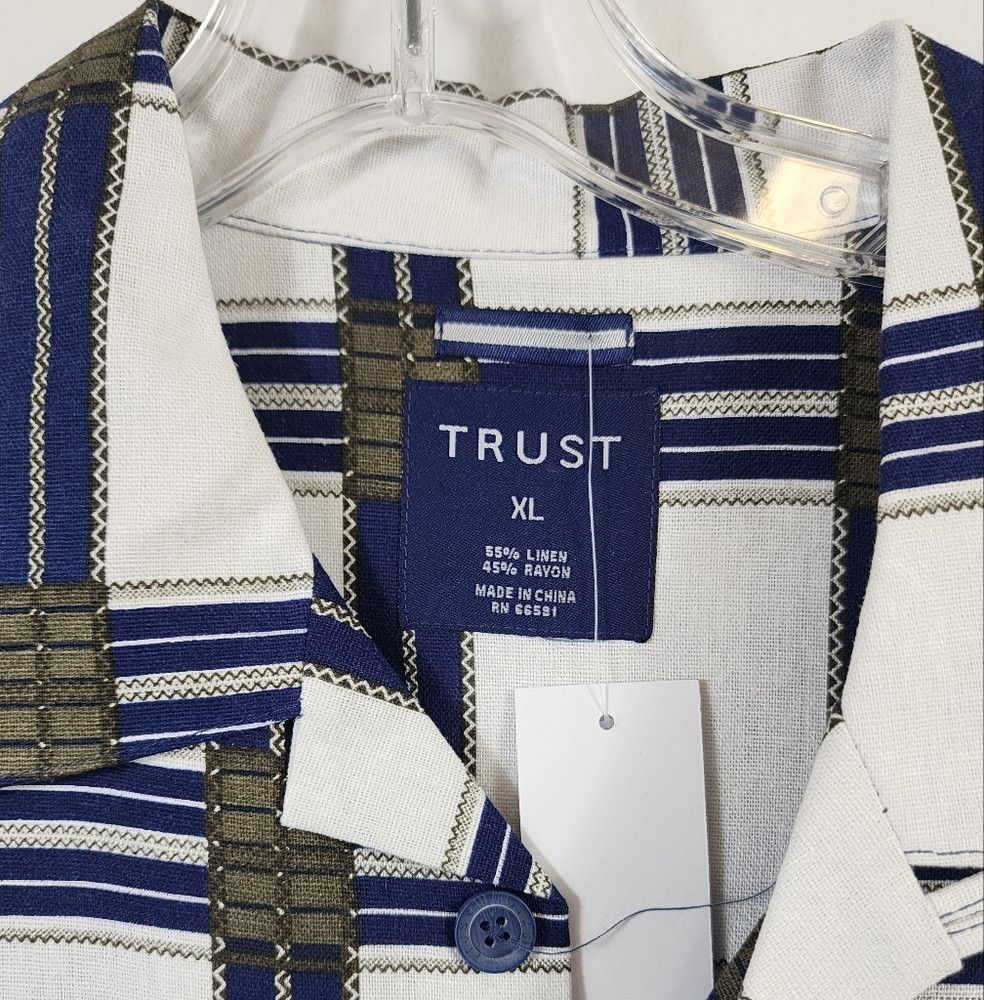 Other NWT Trust Blue and White 55% Linen Checkered Shirt, s Size US XL / EU 56 / 4 - 2 Thumbnail