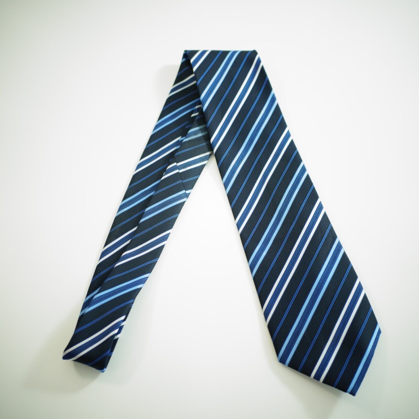 Stafford Stafford Essentials Blue Striped Woven Silk Tie Size ONE SIZE - 6 Thumbnail