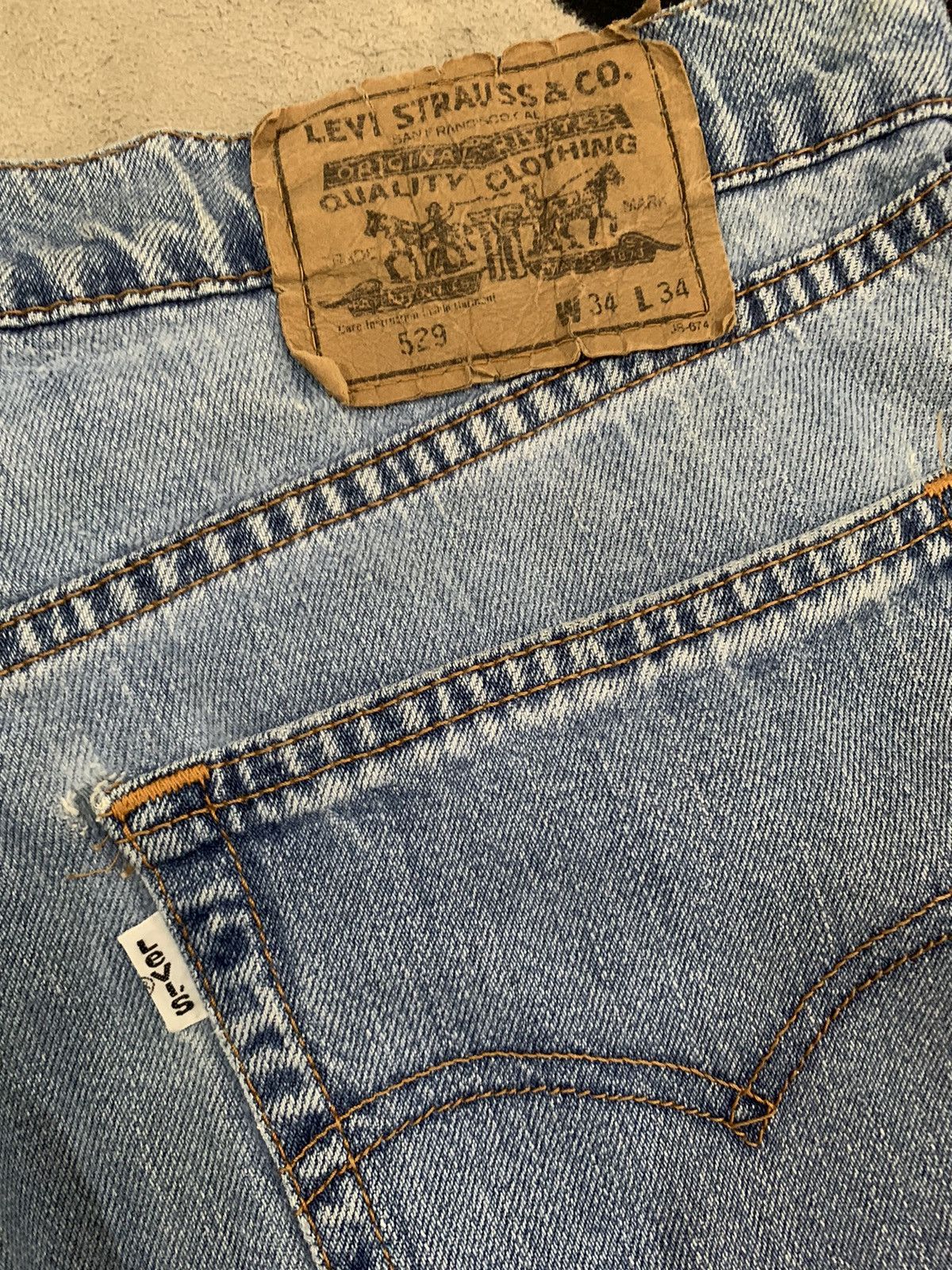 Levi's Vintage 90s Levis 529 White Tab Blue Washed Baggy Jeans Size US 32 / EU 48 - 12 Thumbnail