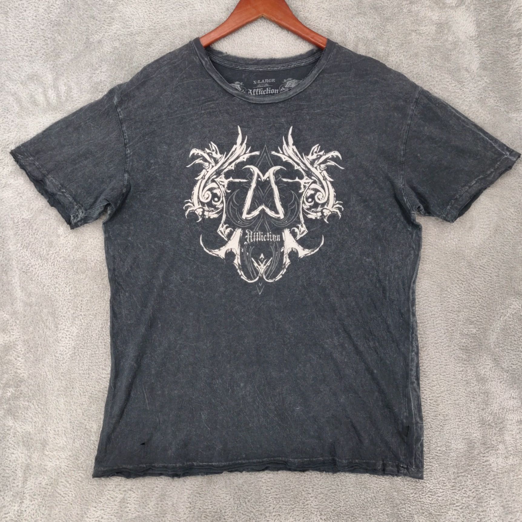 Affliction VINTAGE Affliction Shirt Mens XL Grey Short Sleeve Skulls Wings MMA Y2K Size US XL / EU 56 / 4 - 2 Thumbnail