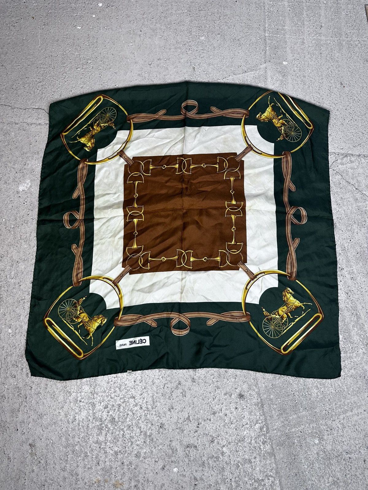 Celine Auth Celine Carriage Horse Silk Scarf Vintage Rare Retro Size ONE SIZE - 10 Thumbnail