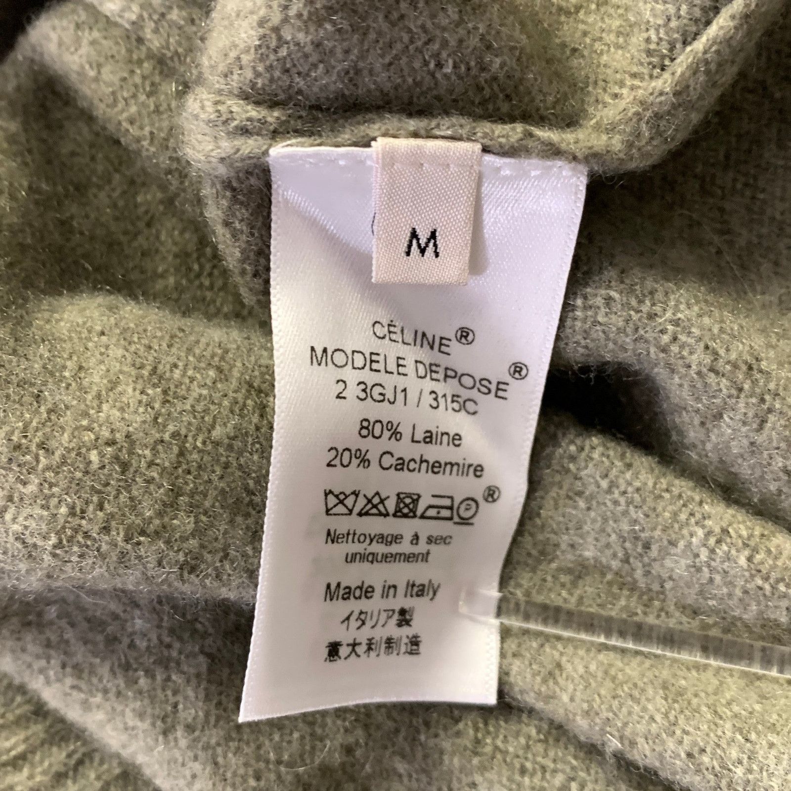 Celine CELINE Size M Khaki Green Wool Cashmere Wrap Pullover Size M / US 6-8 / IT 42-44 - 6 Thumbnail