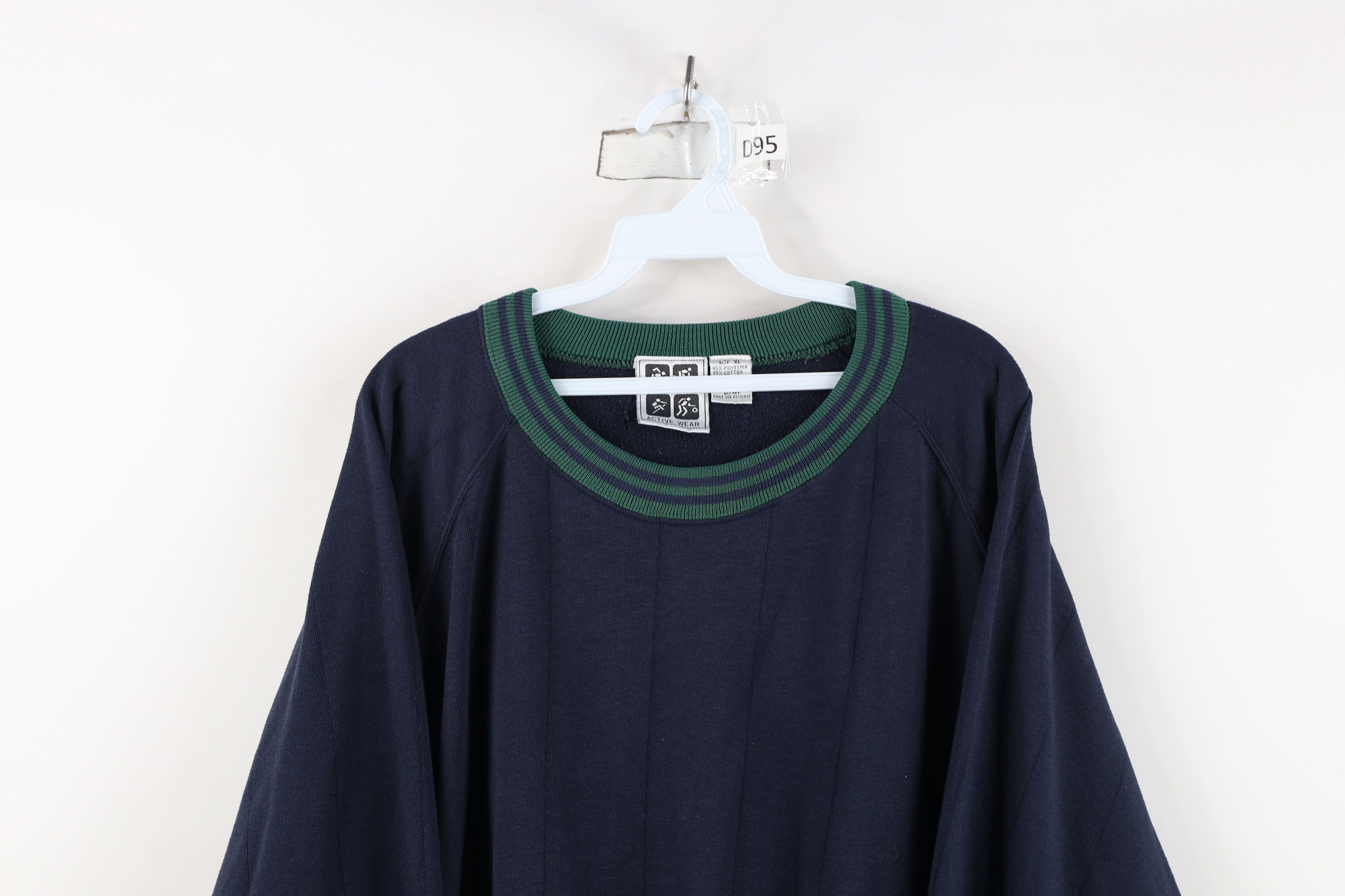 Vintage Vintage 90s Streetwear Thin Striped Crewneck Sweatshirt Blue Size US XL / EU 56 / 4 - 2 Thumbnail
