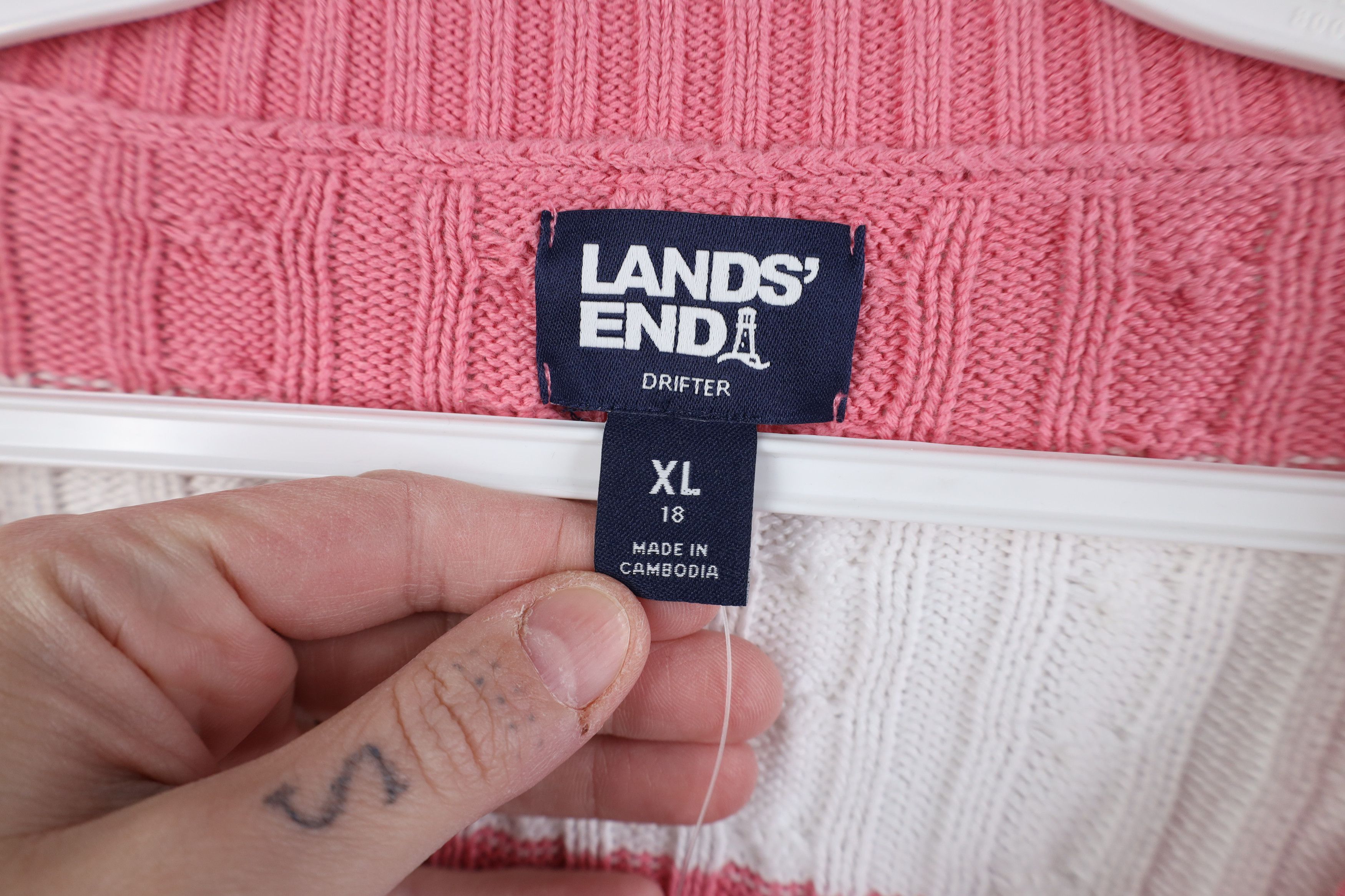 Lands' End Vintage Lands End Ribbed Chunky Cable Knit Crewneck Sweater Size XL / US 12-14 / IT 48-50 - 4 Thumbnail