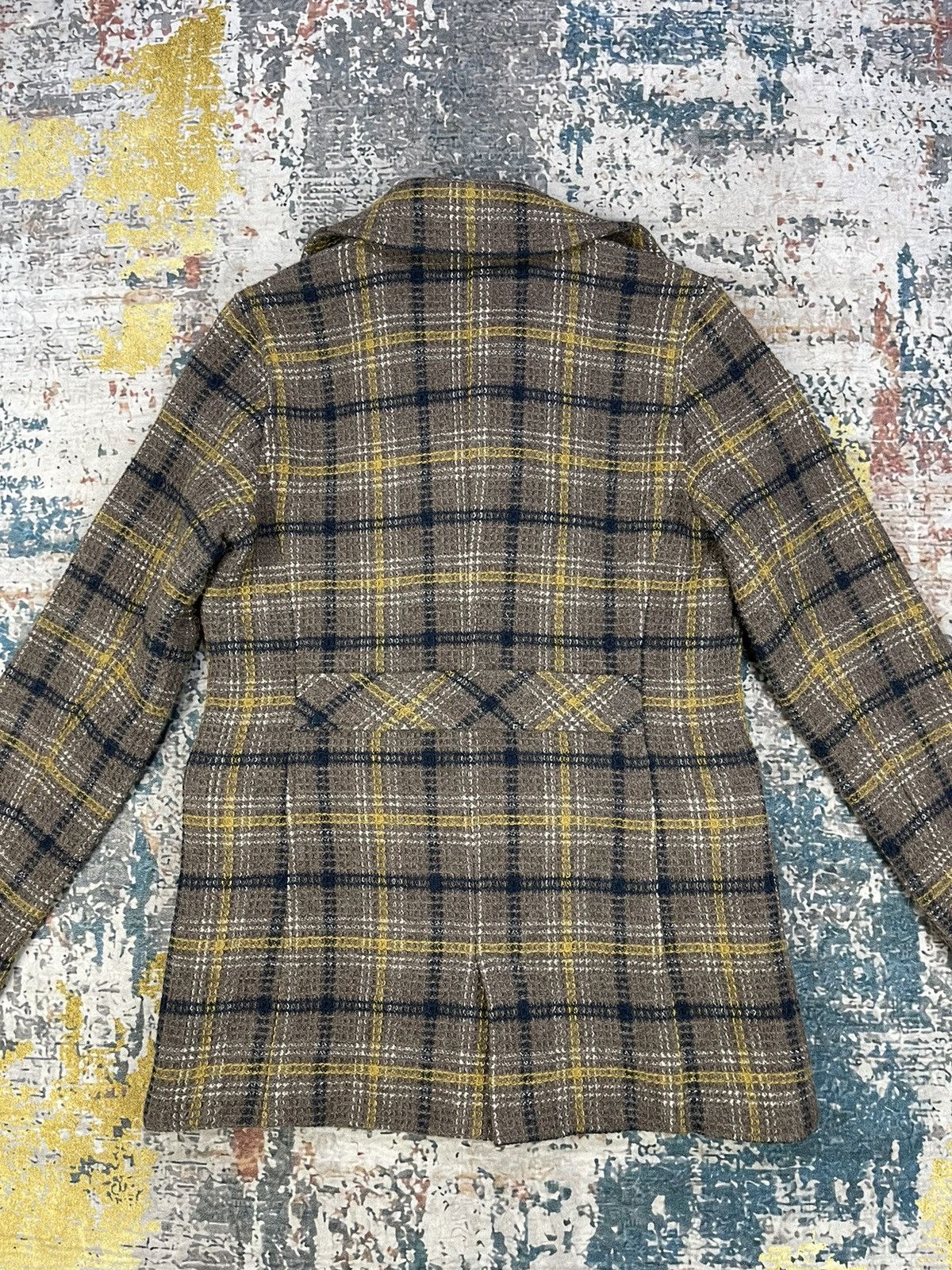 Blue Blue Japan B.L.U.E Checkered Plaid Double Breasted Coat Size XS / US 0-2 / IT 36-38 - 5 Thumbnail