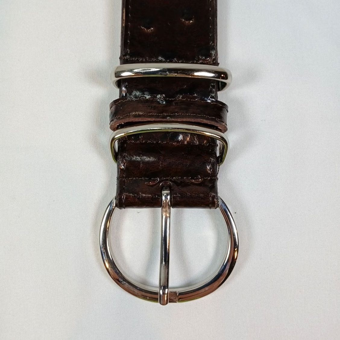 Vintage ROLFS Size L Full Grain Leather Belt Dark Brown Silver Buckle Womens Belt Size ONE SIZE - 3 Thumbnail