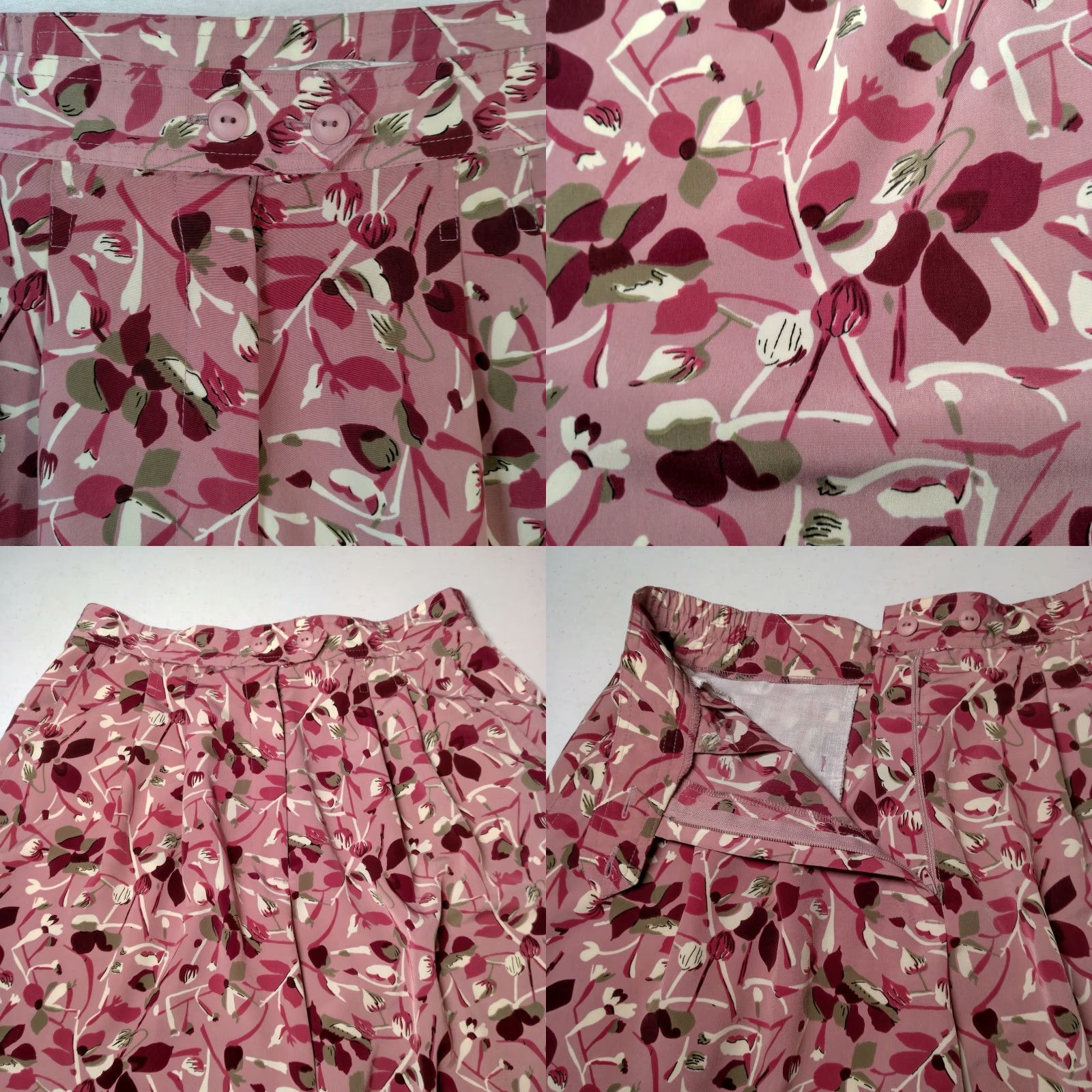 Vintage Vintage 1990s Michelle McJann Shorts 10 Mauve Purple Floral High Waist Pleated Womens Size 32" / US 10 / IT 46 - 8 Thumbnail