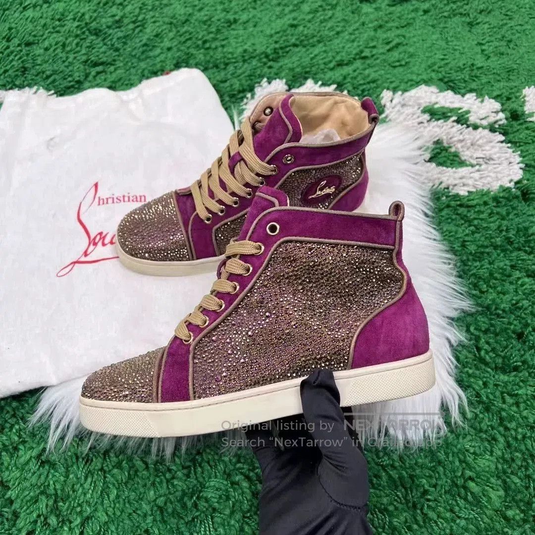 Christian Louboutin Christian Louboutin Suede Purple Diamond Sneakers. Size US 6 / IT 36 - 2 Thumbnail