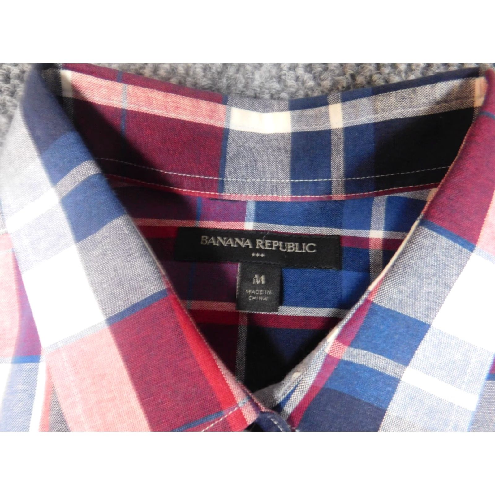 Banana Republic Banana Republic Mens Shirt Medium Red Plaid Button-Down Knit Cotton Slim Long Sleeve Button-Up Travel Casual Mens Regular Size M Red Size US M / EU 48-50 / 2 - 7 Thumbnail
