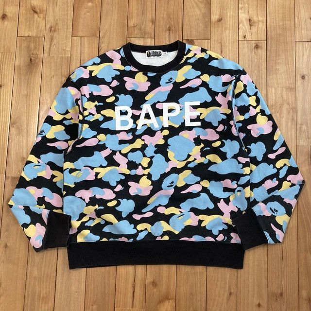 Bape BAPE LOGO multi camo sweat shirt cotton candy camo APE Size US L / EU 52-54 / 3 - 1 Thumbnail
