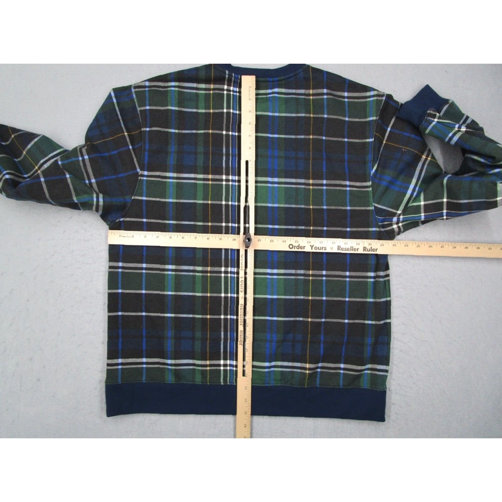 Vans VANS Mens Blue Plaid Sweatshirt Crew Neck Long Sleeve Pullover Embroidered Spellout Logo Shirt Size US L / EU 52-54 / 3 - 5 Thumbnail