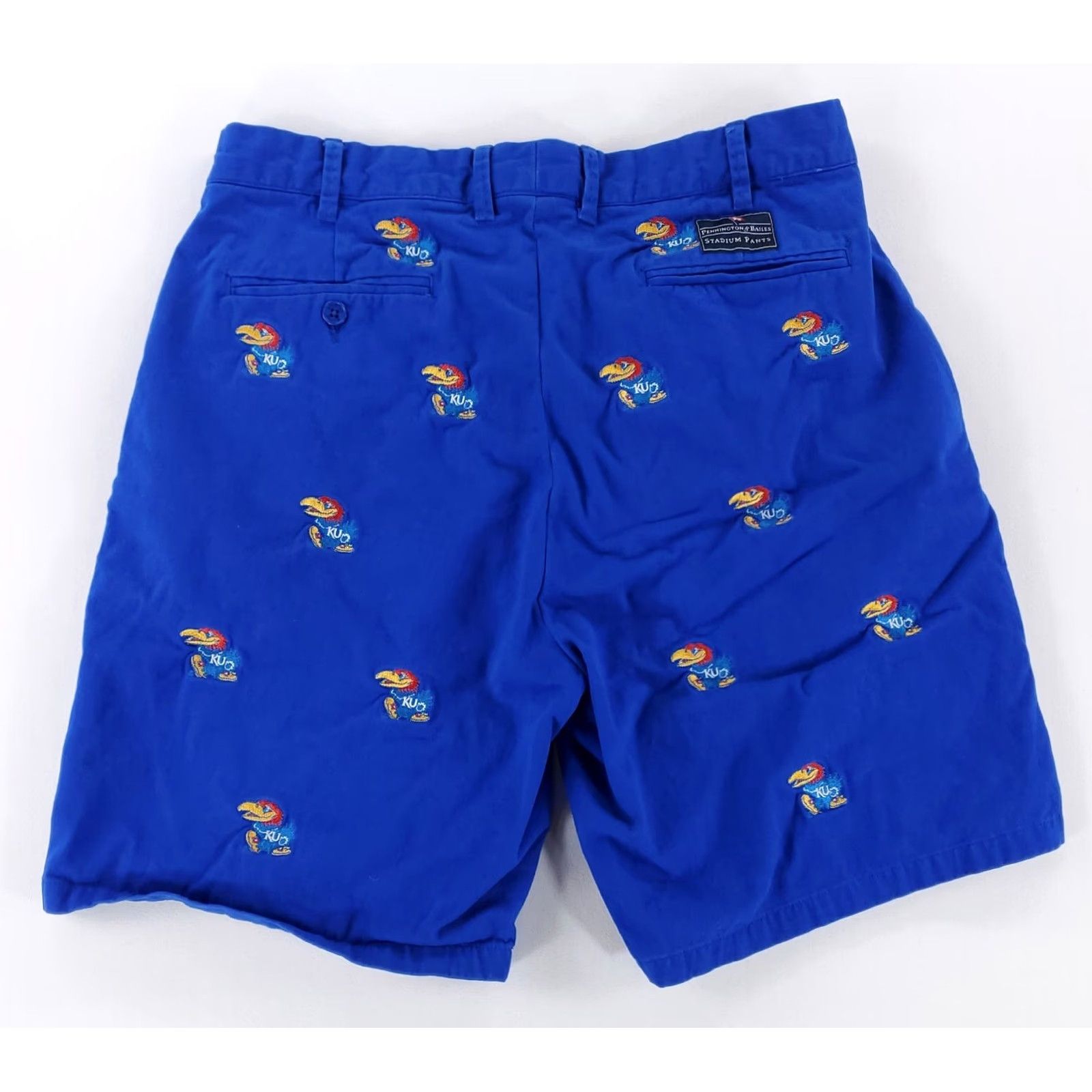 Vintage Pennington & Bailes Kansas Jayhawks Allover Embroidered Shorts 8 Inseam Mens 34 Blue Chino Embroidered Kansas Jayhawks Mens 34 Size US 34 / EU 50 - 4 Thumbnail