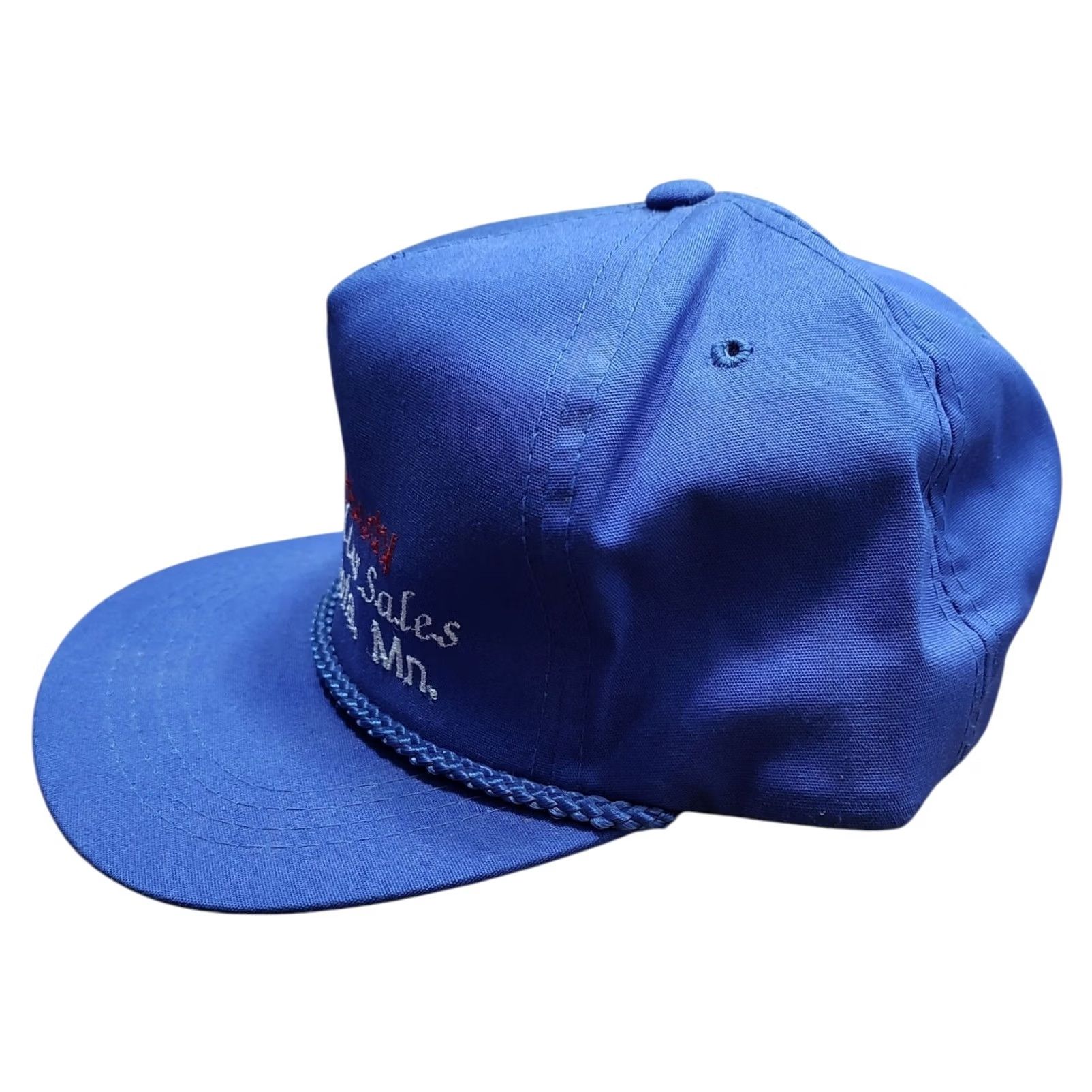 Vintage VINTAGE Roper Used Car Sales Snapback Hat Blue Minneota Minnesota 80s Mens Size ONE SIZE - 2 Thumbnail
