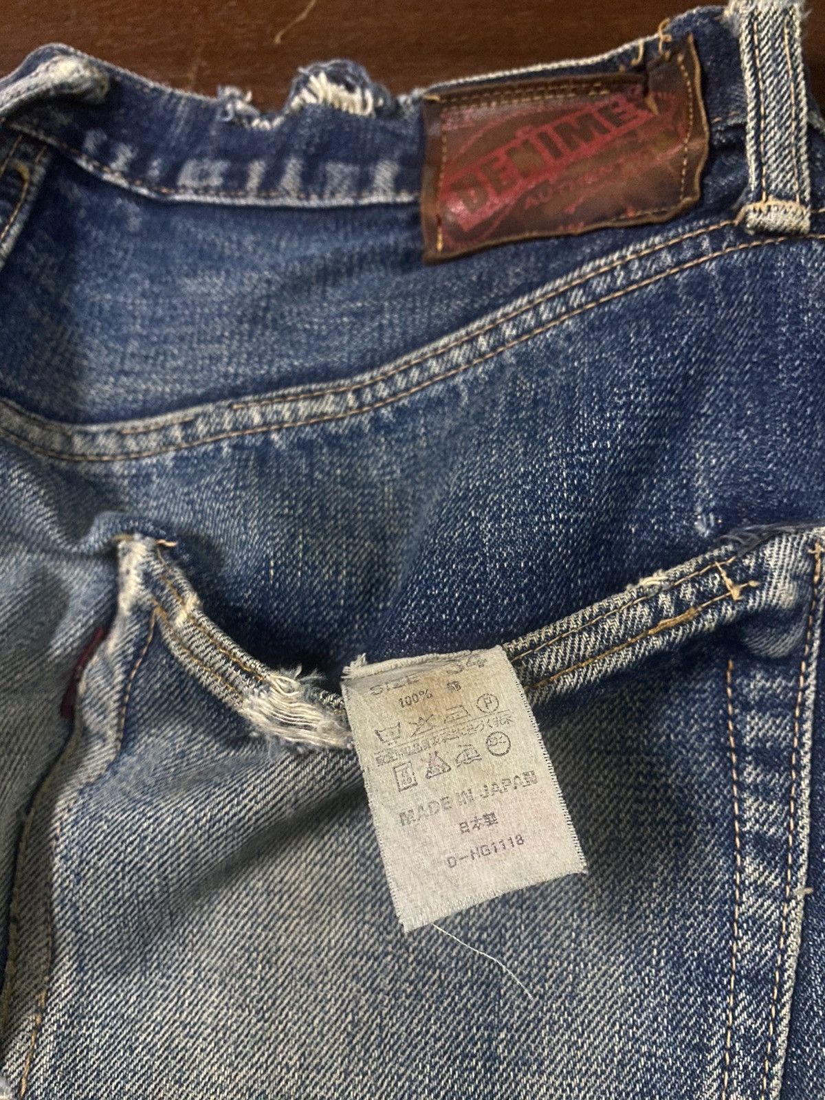 Denime Vintage 90s DENIME Japan Selvedge Distressed patch leather Size US 34 / EU 50 - 23 Thumbnail