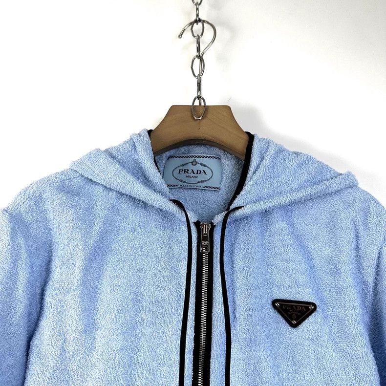 Prada Prada Triangle blue towel fabric hooded jacket Size XS / US 0-2 / IT 36-38 - 3 Thumbnail