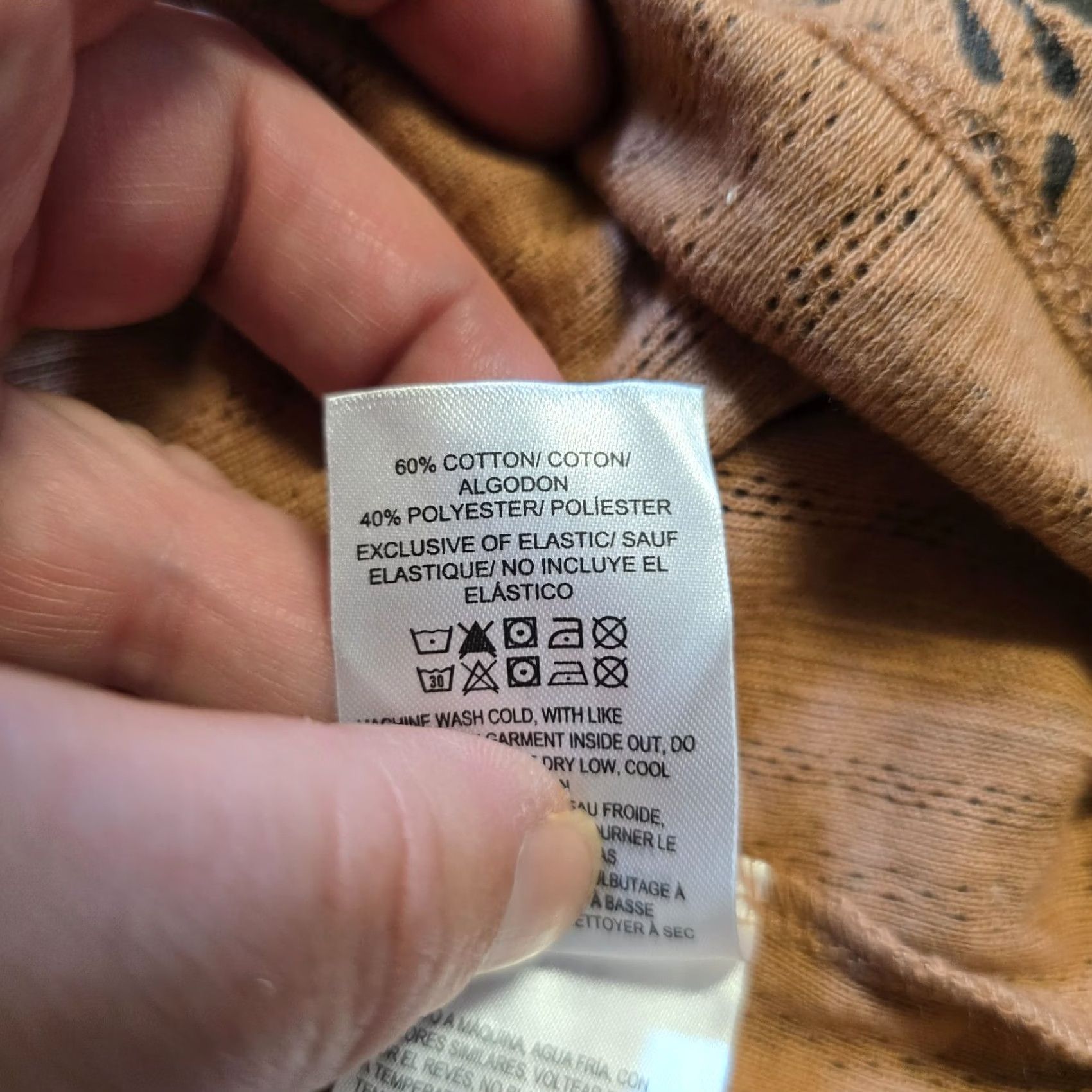 Lucky Brand Lucky Brand Top Womens Size Large Brown Textured Ribbed Short Sleeve Casual Regular Stretch Cotton Polyester Round Neck Pullover Geometric Pattern Cap Size L / US 10 / IT 46 - 7 Thumbnail