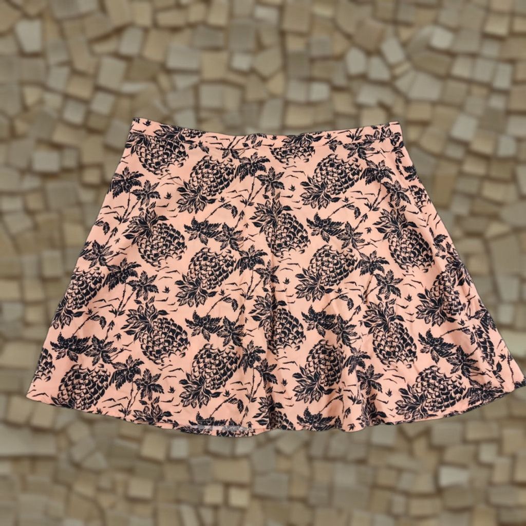 Aeropostale AeroPostale Skirt Women's Size S Peach Pineapple Print Button Front A-Line Short Bohemian Modern Lined Size 28" / US 6 / IT 42 - 1 Thumbnail