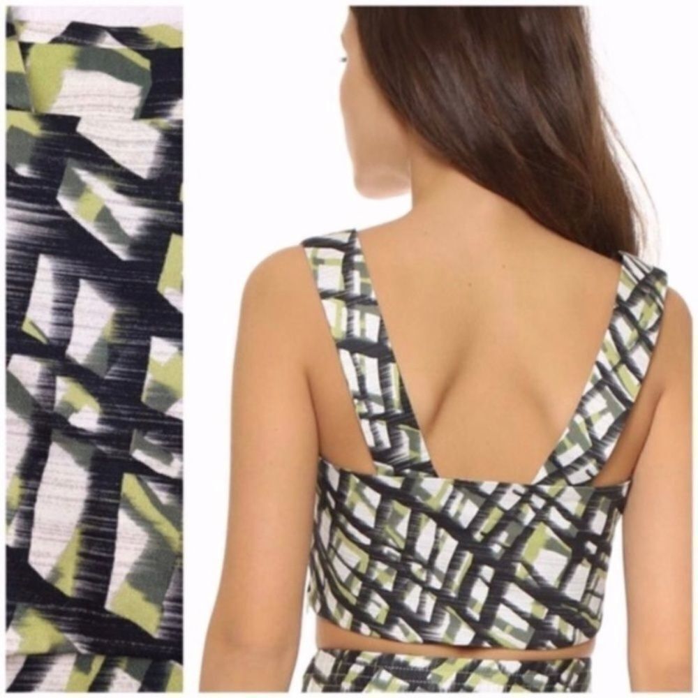 Ronny Kobo Ronny Kobo “Rica” Nile Green Grid Print Crop Tank Top XS NWT Size XS / US 0-2 / IT 36-38 - 2 Thumbnail