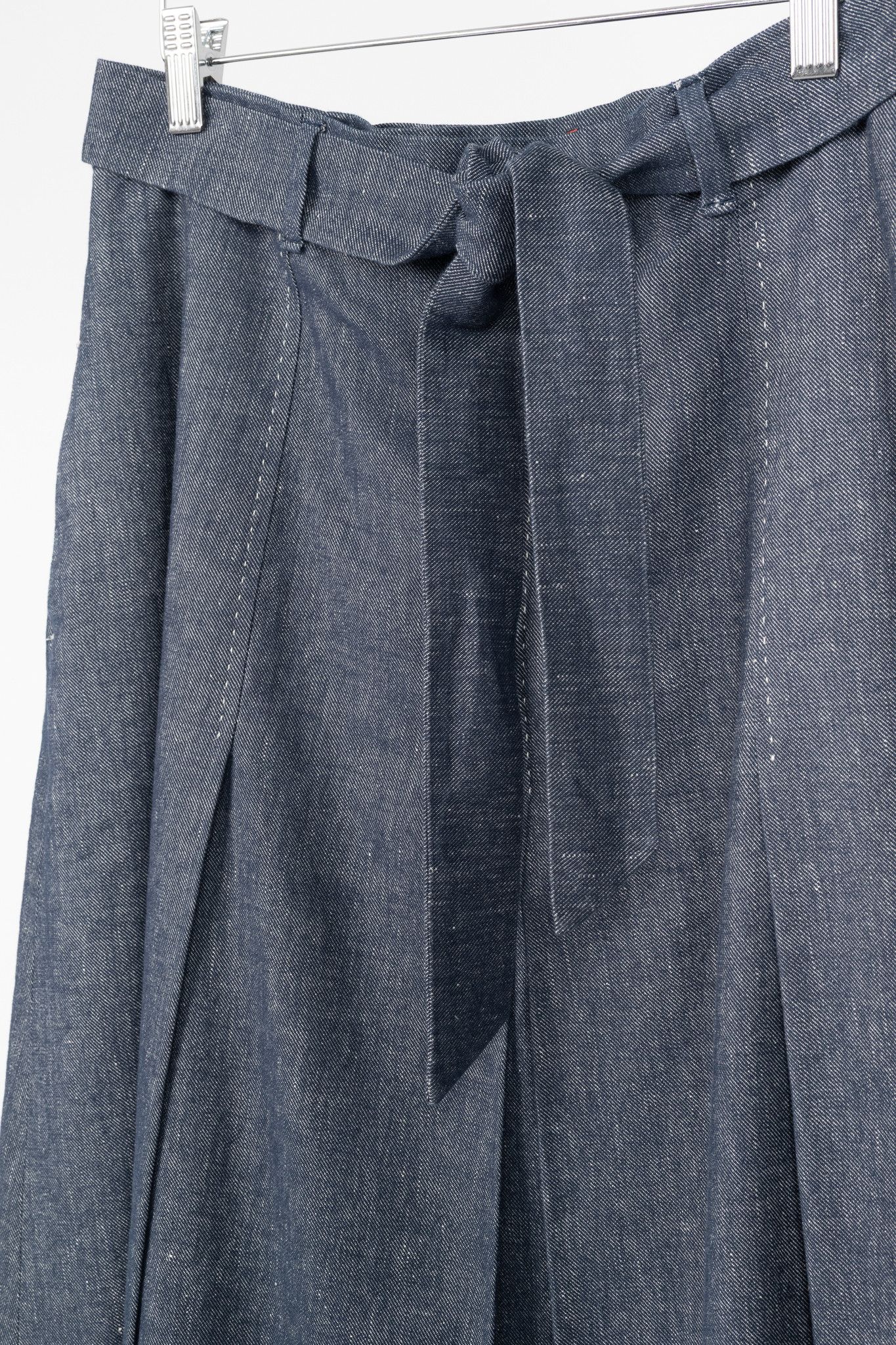 Max Mara Max Mara Studio Linen/Cotton Denim Belted Pleated Midi Skirt Size 31" - 5 Thumbnail