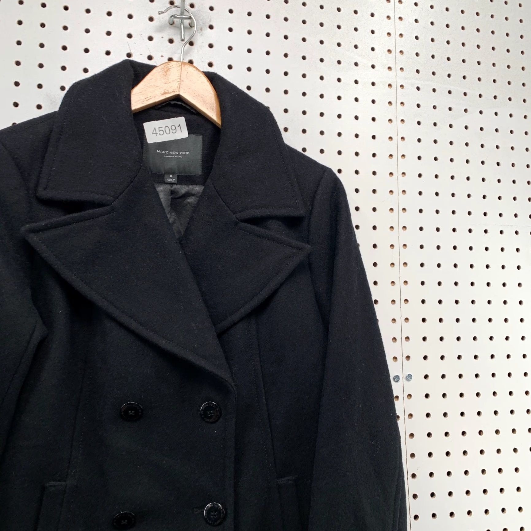 Vintage VINTAGE Marc New York Wool Coat Womens 8 Black Double Breasted Peacoat Business Coat Size M / US 6-8 / IT 42-44 - 4 Thumbnail