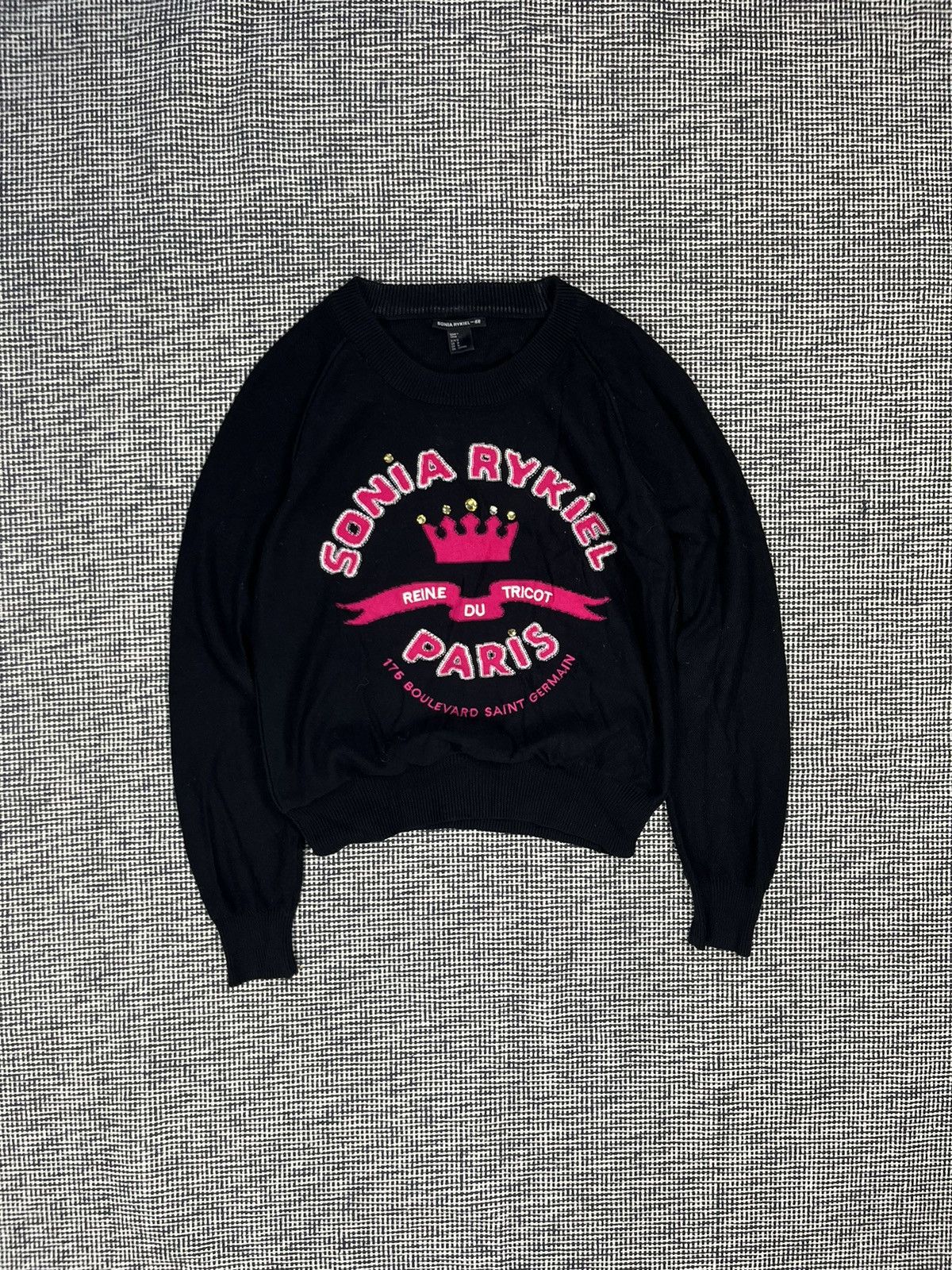Sonia Rykiel ➕ Sonia Rykiel x H&M big logo rhinestones sweater Size M / US 6-8 / IT 42-44 - 1 Thumbnail