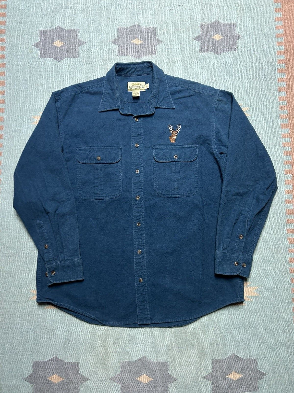 Vintage Vtg Cabelas button shirt deerskin chamois deer blue XL tall Size US XL / EU 56 / 4 - 1 Thumbnail