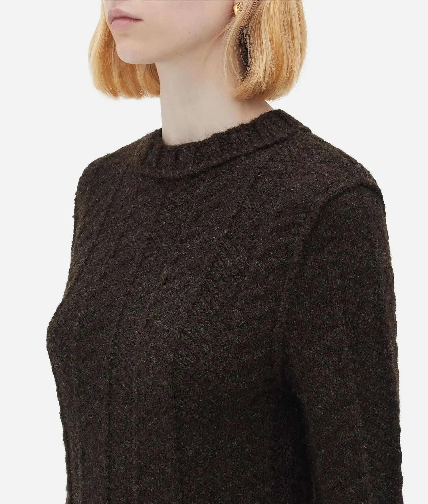 Bottega Veneta o1w1db10825 Shetland Chevron Ribs Sweater in Dark Chestnut Size M / US 6-8 / IT 42-44 - 5 Thumbnail