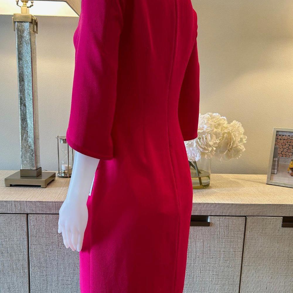 Designer Trina Turk Memorable Hibiscus Pink Tulip Sleeves Dress Size M / US 6-8 / IT 42-44 - 8 Thumbnail