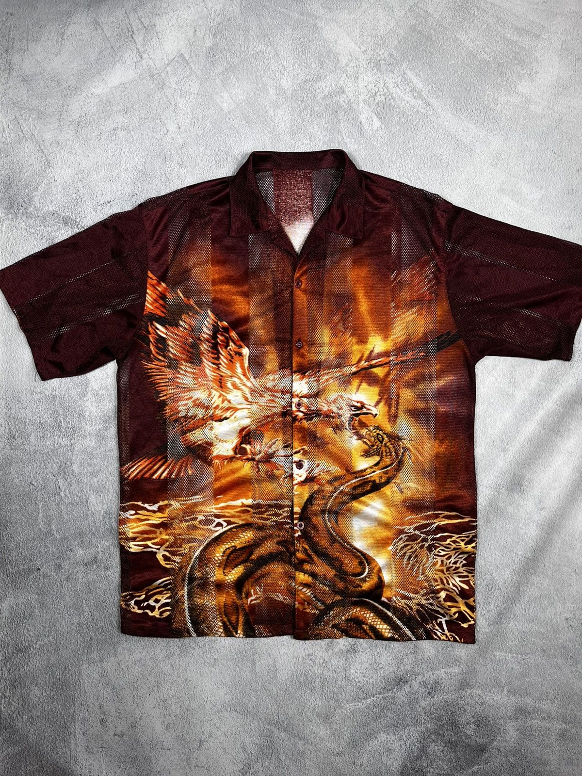 Other Vintage 90s mesh Japan dragon shirt Japanese XXL Size US XXL / EU 58 / 5 - 1 Thumbnail