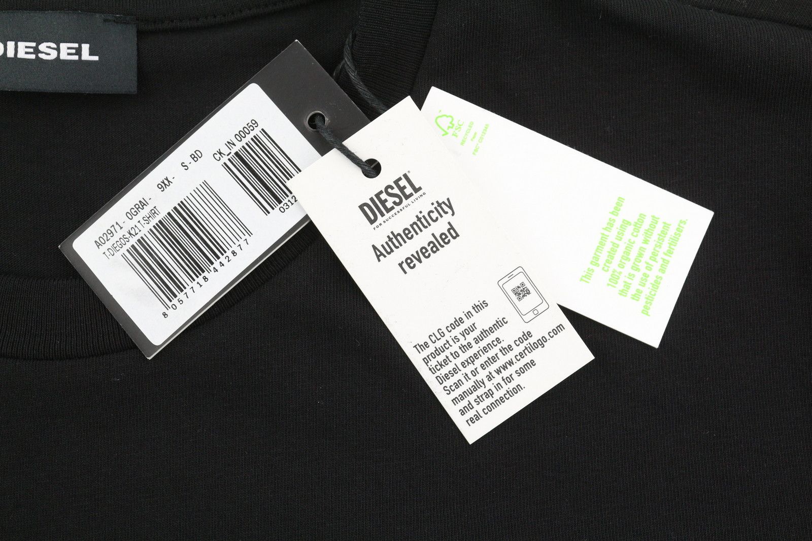 Diesel T-DIEGOS-K21 S Black Tricot Front Logo T-Shirt 84112 Size US S / EU 44-46 / 1 - 5 Thumbnail