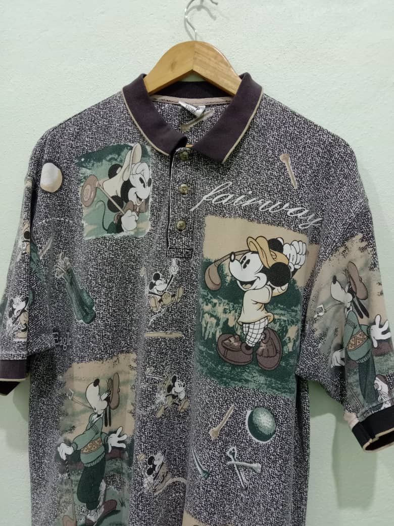 Cartoon Network × Vintage VINTAGE DISNEY MICKEY MOUSE OVERPRINT COLLAR TEES Size US XL / EU 56 / 4 - 7 Thumbnail