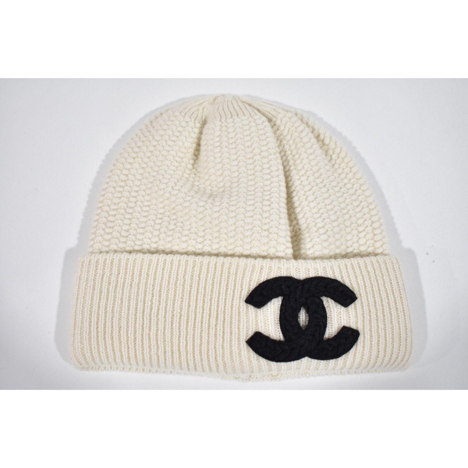Chanel Chanel Cashmere Black Fold Over Beanie Winter Hat Cloche Size ONE SIZE - 4 Thumbnail