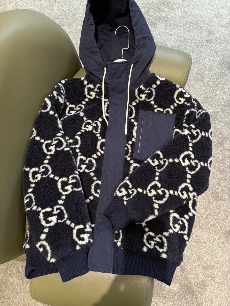 Gucci Dark blue double G lamb jacket 2502-Nextarrow