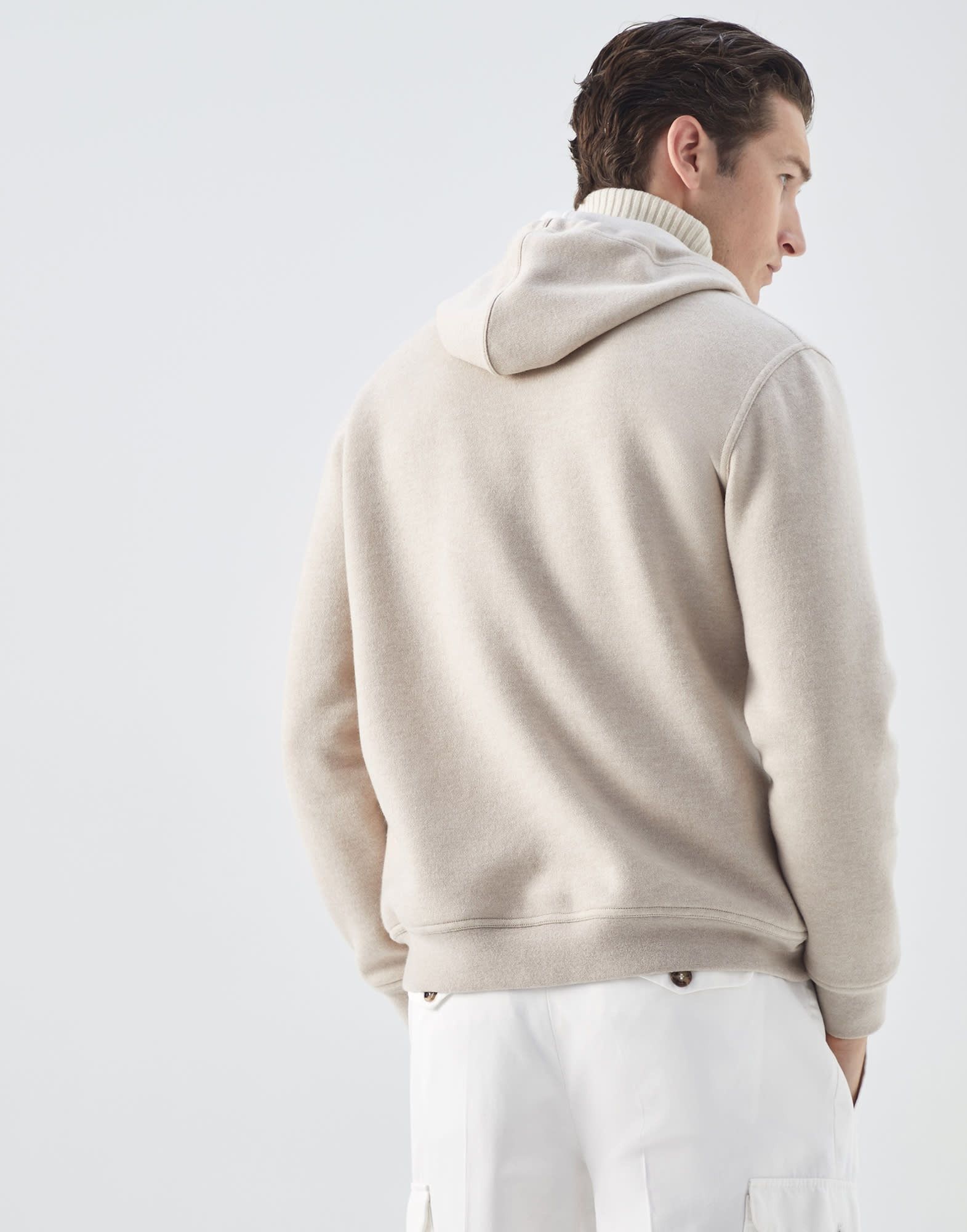Brunello Cucinelli o1w1db10924 Cardigan Sweatshirt in Beige Size US XL / EU 56 / 4 - 4 Thumbnail