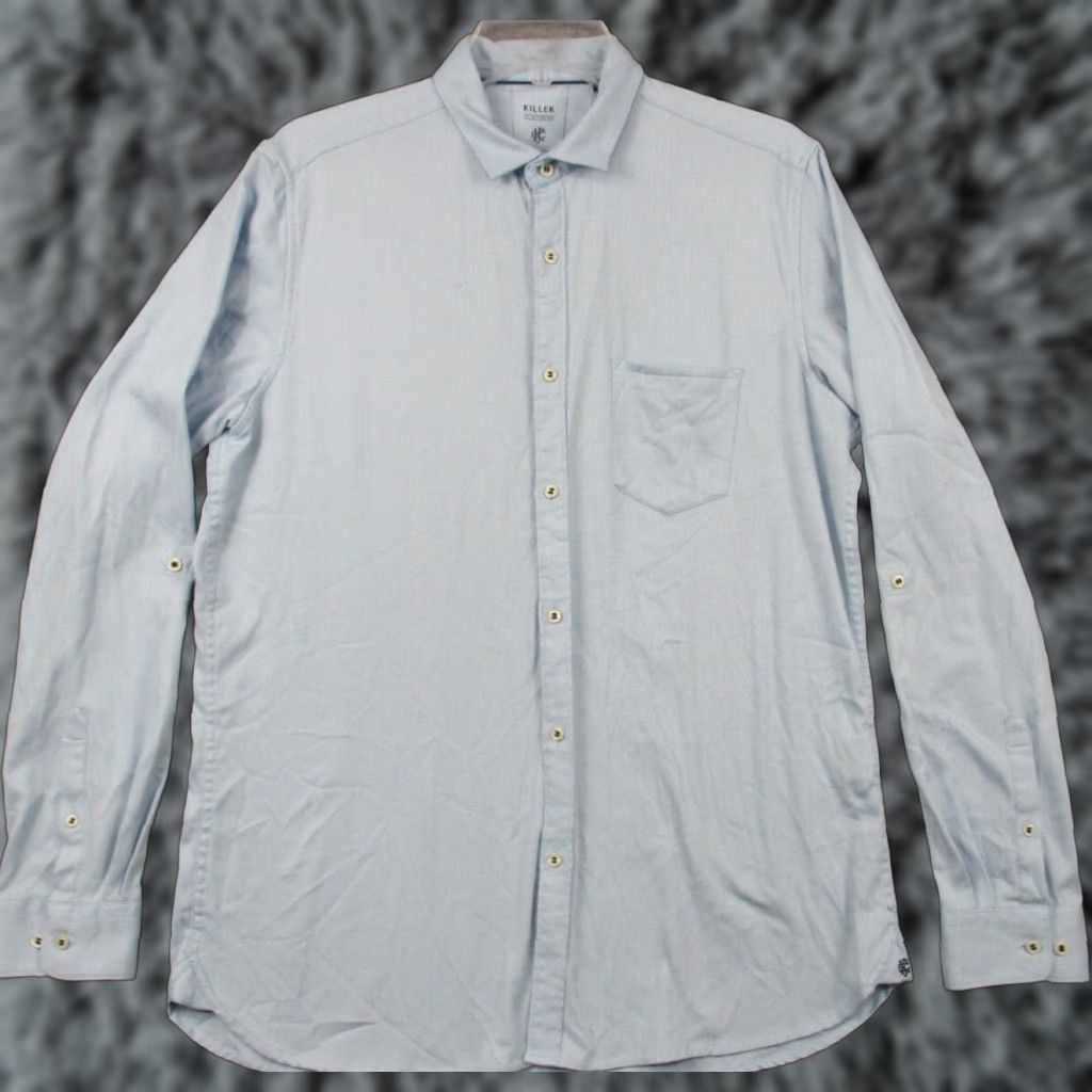 Vintage Killer Jeans Shirt Men XL Blue Button-Up Stretch Pocket Shirt Size US XL / EU 56 / 4 - 1 Thumbnail