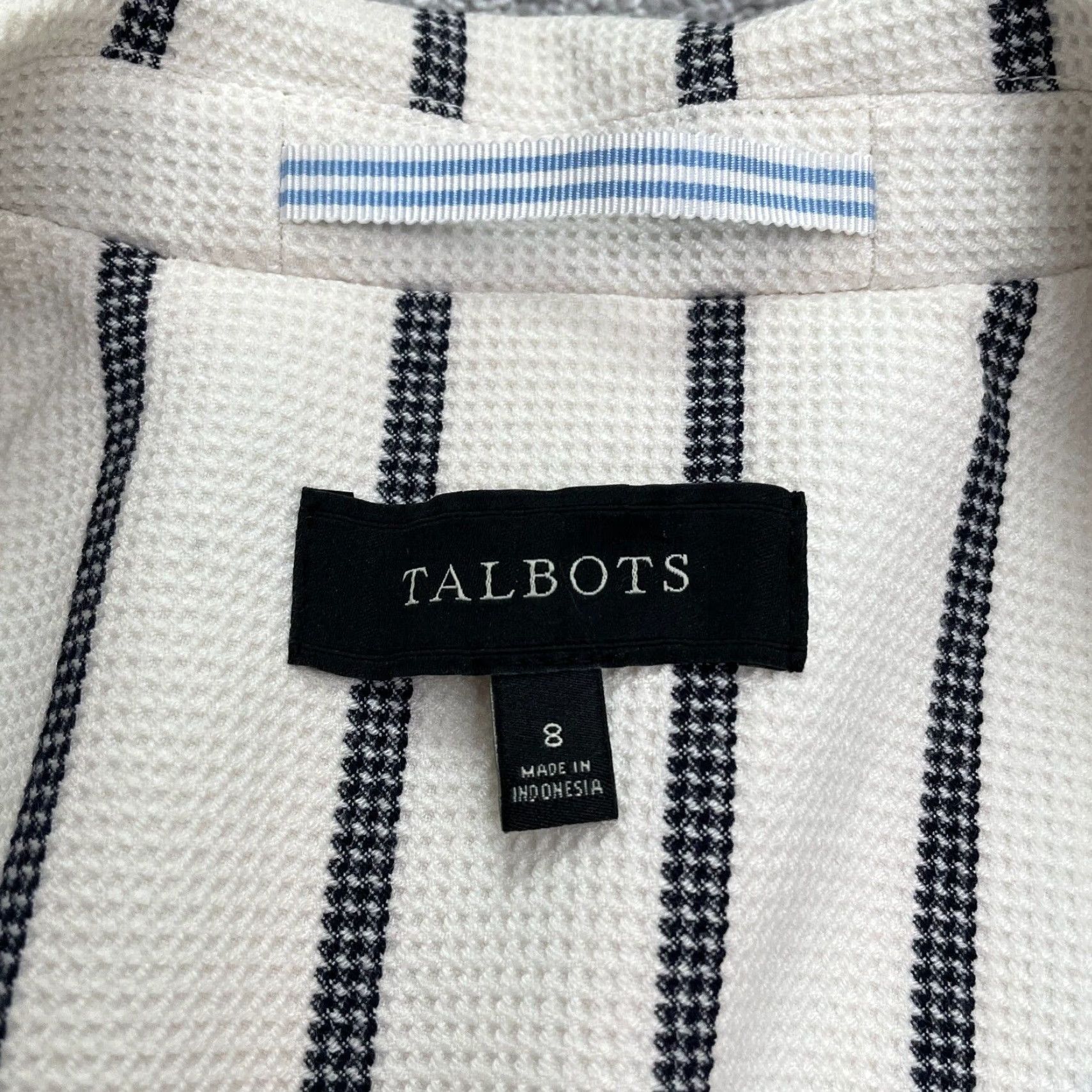 Talbots Talbots Blazer Jacket Womens 8 White Black Striped Single Breasted Lined Work Size M / US 6-8 / IT 42-44 - 7 Thumbnail
